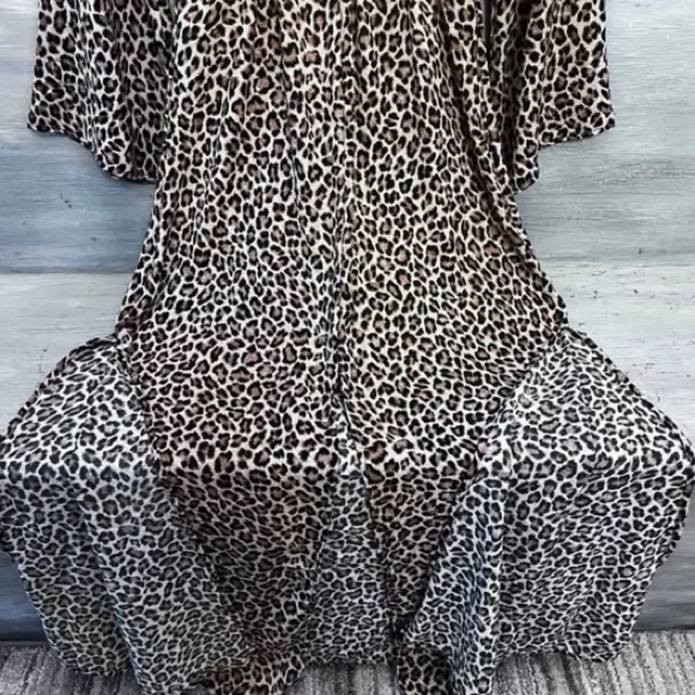 Pink Lily Leopard Print Flare Sleeve Maxi Dress Size‎ Small Like New - Picture 6 of 10